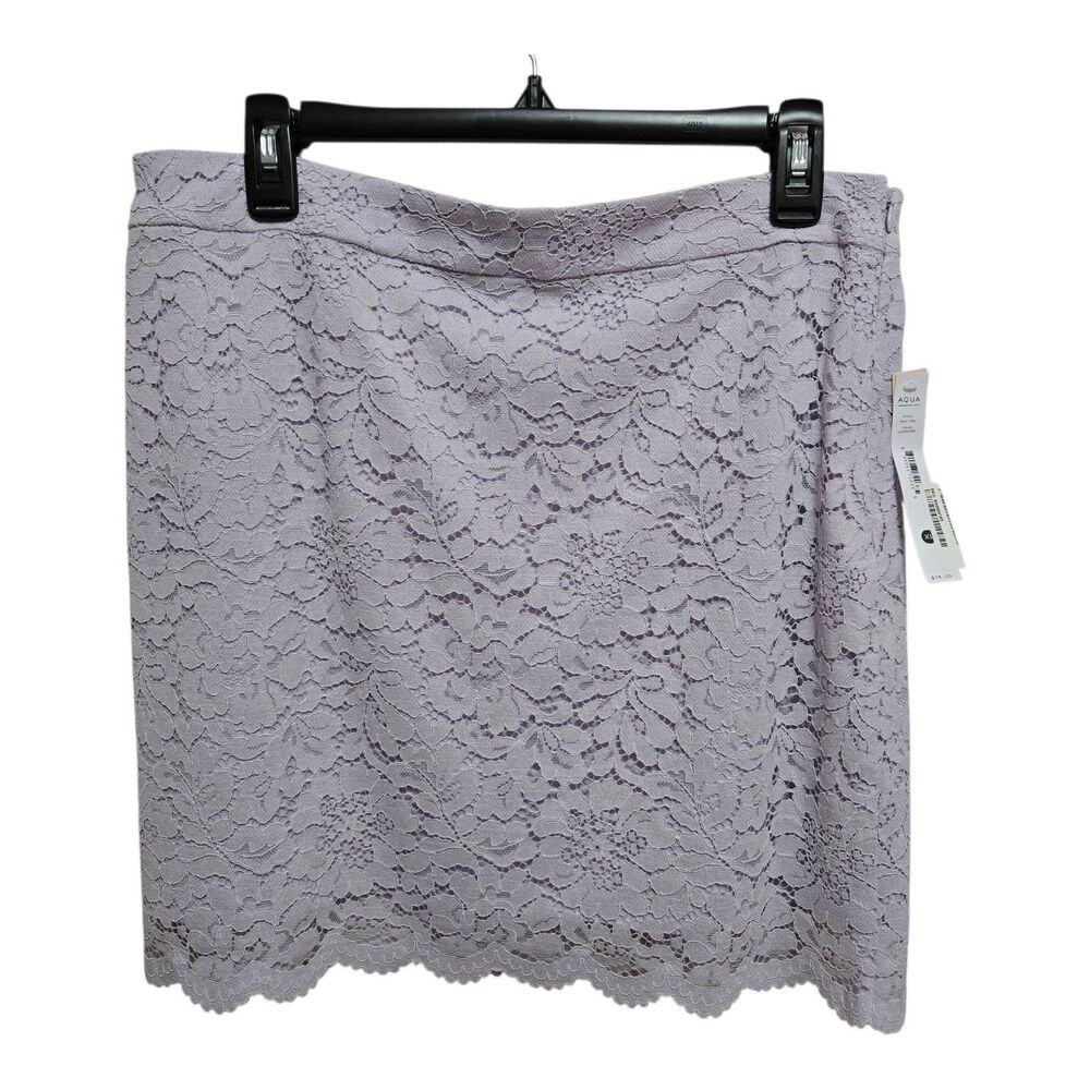 AQUA Lace Mini Skirt Floral Lavender Lined Size XL Party Cocktail Wedding NEW